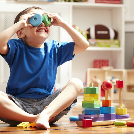 Melissa & Doug Stacking Toy Geometric Shapes made of Wood for 24++ Months
