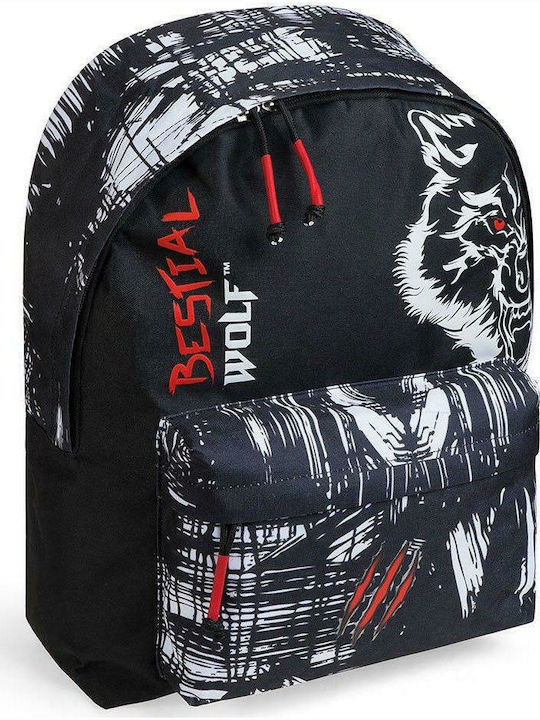 Busquets Bestial Wolf School Bag Backpack Junior High-High School in Black color