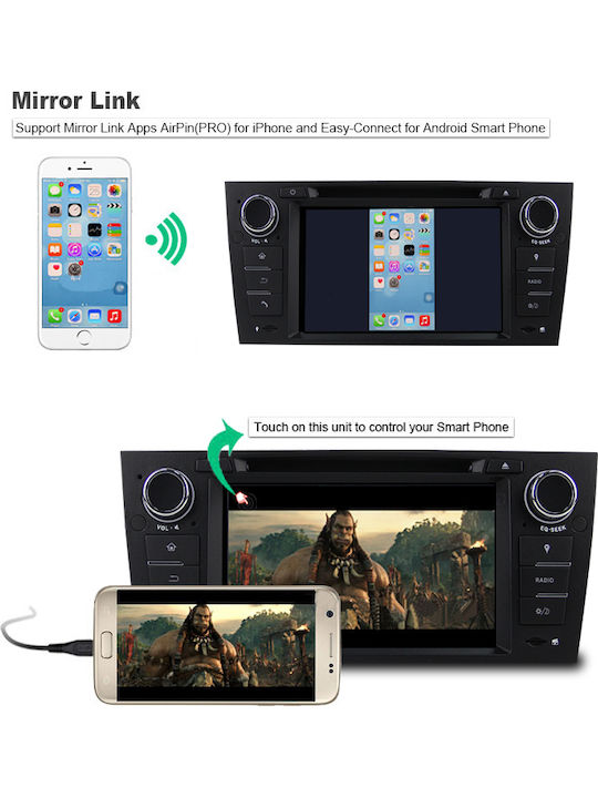 Car Audio System for BMW E90 / E91 / E92 / Series 3 2005+ (Bluetooth/USB/WiFi/GPS/Apple-Carplay/Android-Auto) with Touch Screen 2"