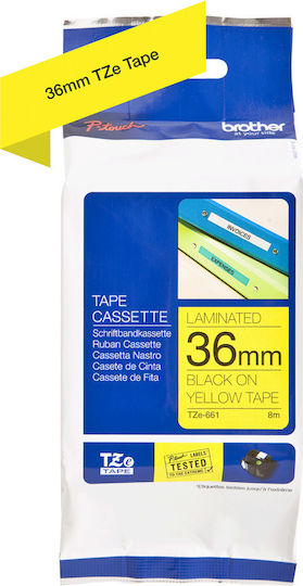 Brother TZe-661 Label Maker Tape 8m x 36mm in Yellow Colour TZe-661 Compatible with Brother TZe/TZ