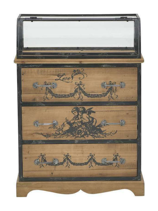 Chest of Drawers of Solid Wood with 3 Drawers Black 67x37x93cm