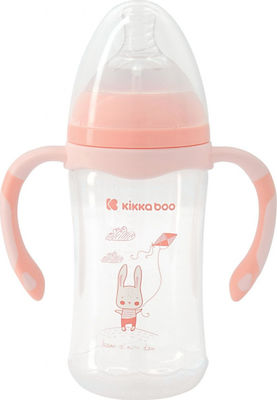 Kikka Boo Plastic Bottle Anti-Colic with Silicone Nipple for 6+ months Peach Rabbit 260ml 1pcs