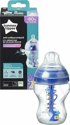 Tommee Tippee Sticlă de Plastic pentru Bebeluși Advanced Anti-Colic Anti-Colici cu Tetină de Silicon pentru 0+, 0+ m, luni Blue Elefant 260ml 1buc