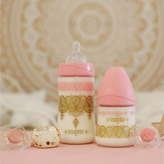 Suavinex Plastic Baby Bottle Haute Couture Anti-Colic with Silicone Nipple for 0+, 0+ m, months Pink Pink 270ml