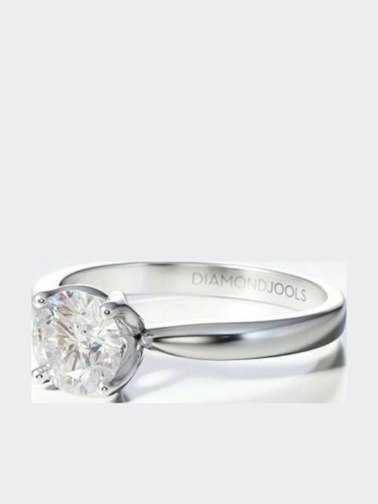Diamond Jools ENG072 Single Stone Ring in 18K White Gold Diamond Jools ENG072 Single Stone Ring in 18K White Gold