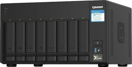 QNap TS-832PX-4G NAS Tower with 8 slots for HDD/SSD and 2 Ethernet ports