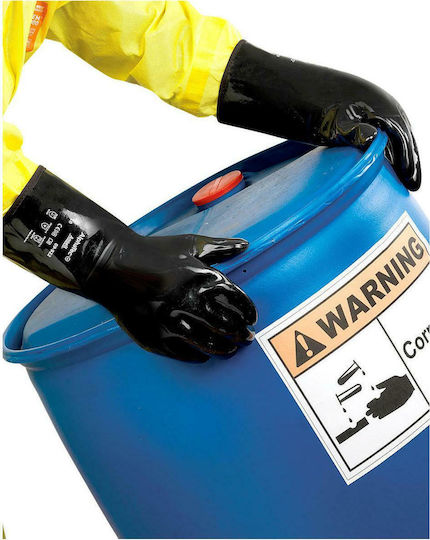 Ansell AlphaTec® Αδιάβροχα Γάντια Εργασίας Μαύρα Νεοπρενίου/Βαμβακερά Χημικών