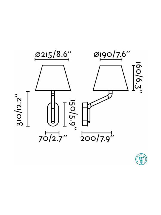 Faro Barcelona Eterna Classic Lamp Wall with Socket E27 White 29x29cm