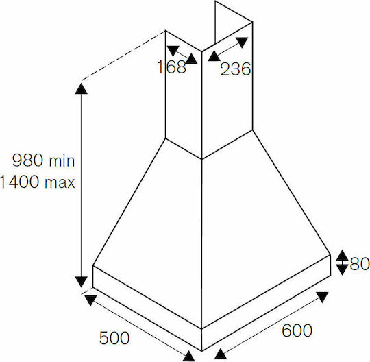 La Germania Americana Απορροφητήρας Καμινάδα 60cm Inox
