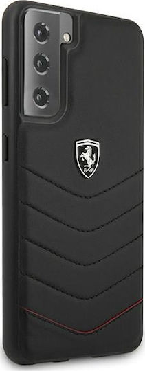 Ferrari Off Track Quilted Umschlag Rückseite Leder Schwarz (Galaxy S21 5G)