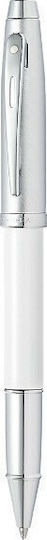 Sheaffer 100 Series Glossy Albă Cu Capac Cromat Periat Pixuri Rollerball