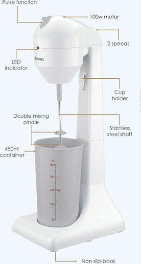 Bruno Milk Frother Tabletop 100W with 2 Speed Level White