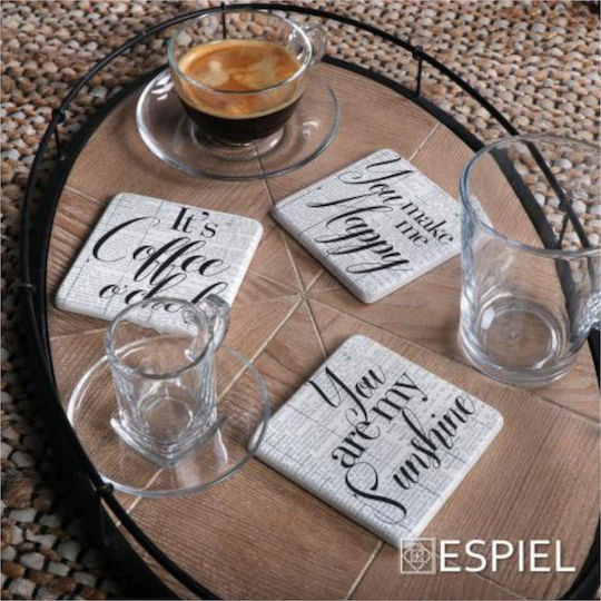 Espiel Coffee Сувенир Керамика Бял 9.5x9.5см 6бр