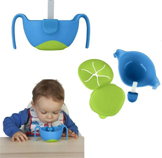 B.Box Baby Cup with Handles and Straw Bowl Straw made of Plastic Blue 250ml for 6m+m+