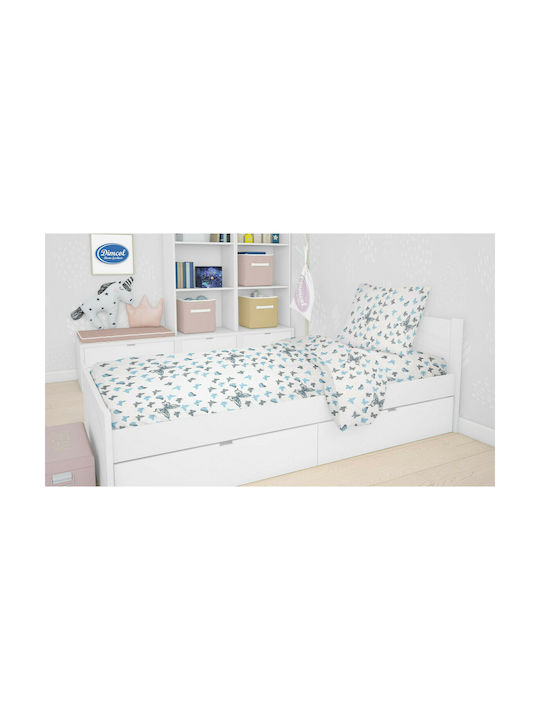 Dimcol Bettwäsche-Set Einzel Baumwolle Butterfly 56 Sky Blue 160x240cm 2Stück