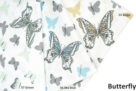 Dimcol Seturi de cearșafuri Single Bumbac Butterfly 56 Sky Blue 160x240cm 2buc