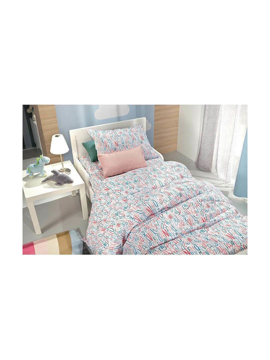 Saint Clair Sheet Set Single Cotton Letters Blue 160x250cm 3pcs