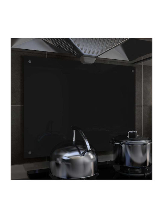 vidaXL Rectangular Back Made of Glass in Black Colour 80x60cm 249486