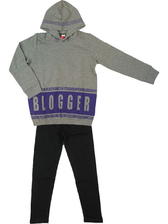 Joyce Kinder Set mit Leggings Winter 2Stück Gray Φούτερ