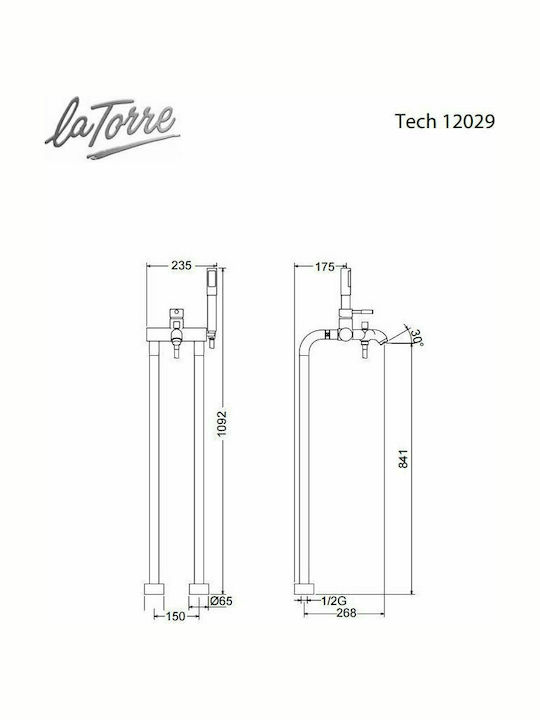 La Torre Tech Mischung Bade- / Duscharmatur Badewanne Komplettes Set Silber