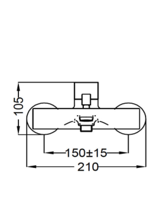 Teorema Fonte 2 Mixing Bathtub Shower Faucet Complete Set Silver