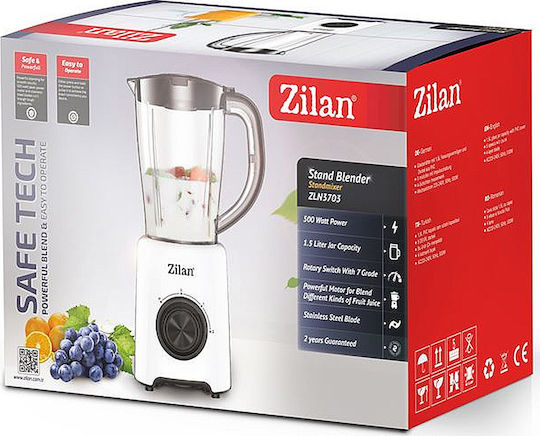 Zilan Μπλέντερ με Πλαστική Κανάτα 1.5 lt 500W Λευκό ZLN3703