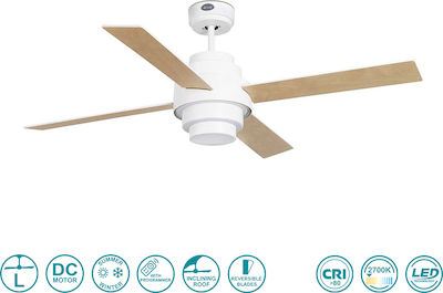 Faro Barcelona Disc 33397 Ceiling Fan 132cm with Light and Remote Control White