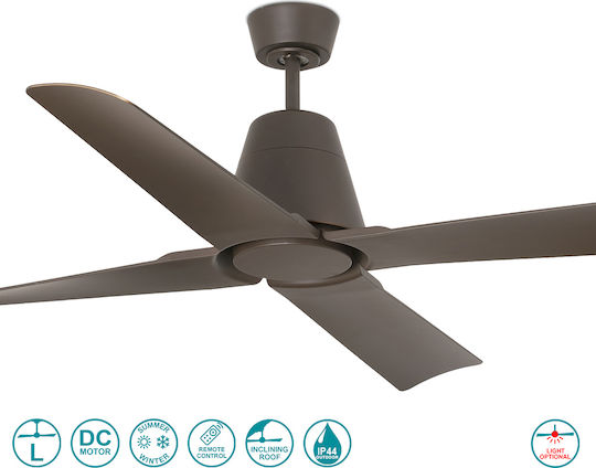 Faro Barcelona Typhoon M IP44 Ceiling Fan 130cm Brown
