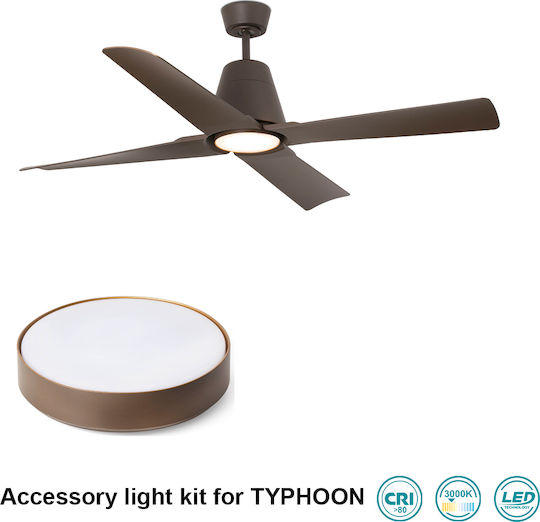 Faro Barcelona Typhoon M IP44 Ceiling Fan 130cm Brown