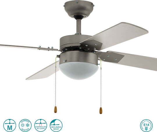 Eglo Gelsina Ventilator De Tavan 107cm Cu Lumină Argintie