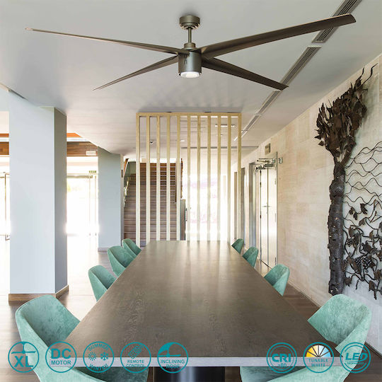 Faro Barcelona Attos XXL 3000K Ceiling Fan 213cm with Light Fixture Brown