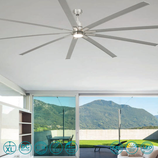 Faro Barcelona Manhattan XXL Deckenventilator 244cm mit Leuchte Matt Nickel
