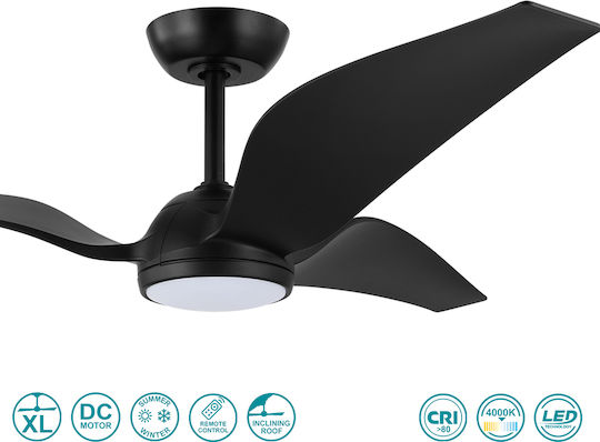 Eglo Mosteiros Ceiling Fan 142cm with Light Fixture Black
