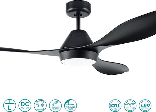 Eglo Antibes Ceiling Fan 132cm with Light Fixture Black