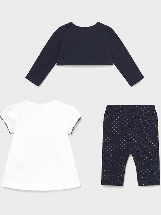 Mayoral Kinder Set mit Leggings Sommer 3Stück Weiß