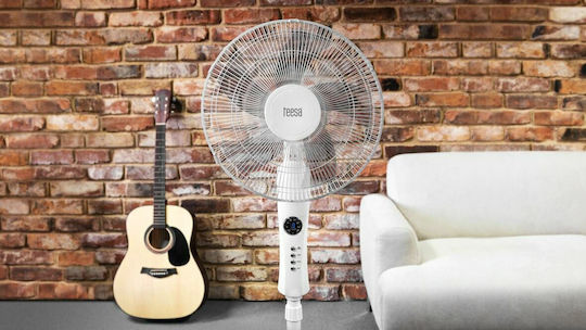 Teesa Ανεμιστήρας Ορθοστάτης 50W Διαμέτρου 43cm με Τηλεχειριστήριο Λευκός