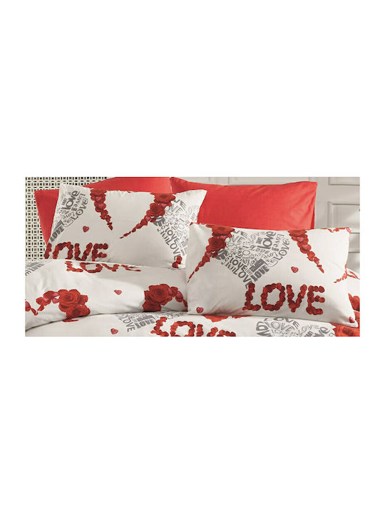 Dimcol Duvet Cover Single 160x240 Passion 303 White Red