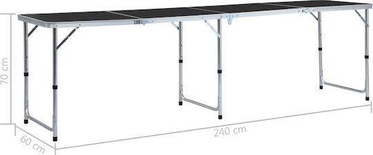 vidaXL Tabelul Aluminiu pentru Camping Pliabil 240x60cm Gri