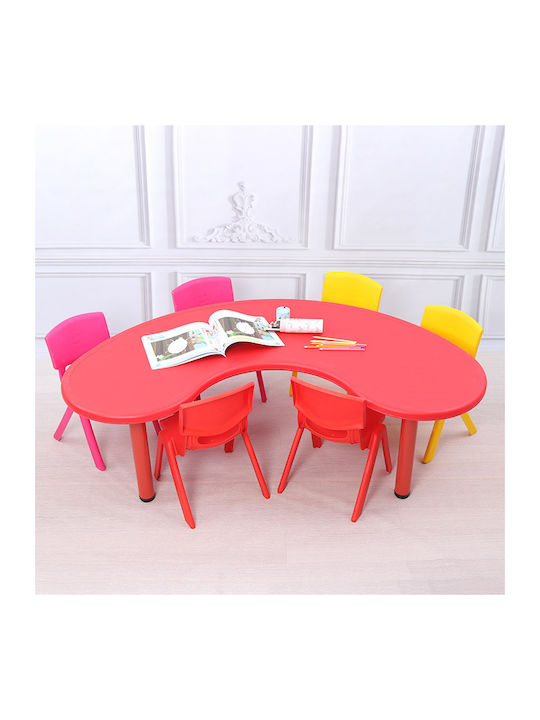 Set Kinder Tisch Kunststoff Halbmond mit Stühlen Kinder Tischset mit Stühlen aus Plastik Rot Fun Baby