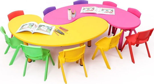 Set Kinder Tisch Kunststoff Halbmond mit Stühlen Kinder Tischset mit Stühlen aus Plastik Grün Fun Baby