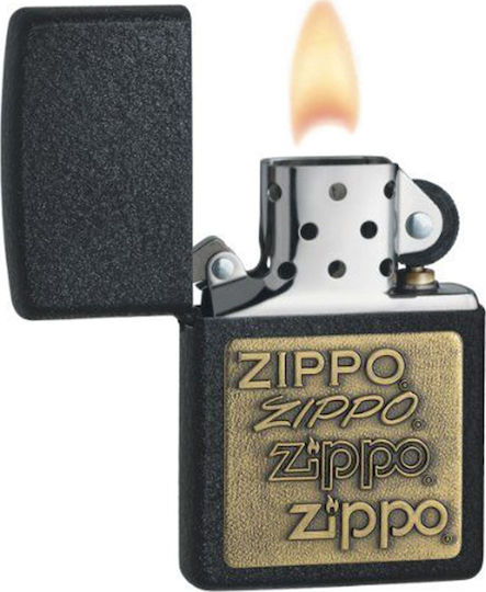 Zippo Crackle Logo Winddichter Feuerzeug Flamme Gold