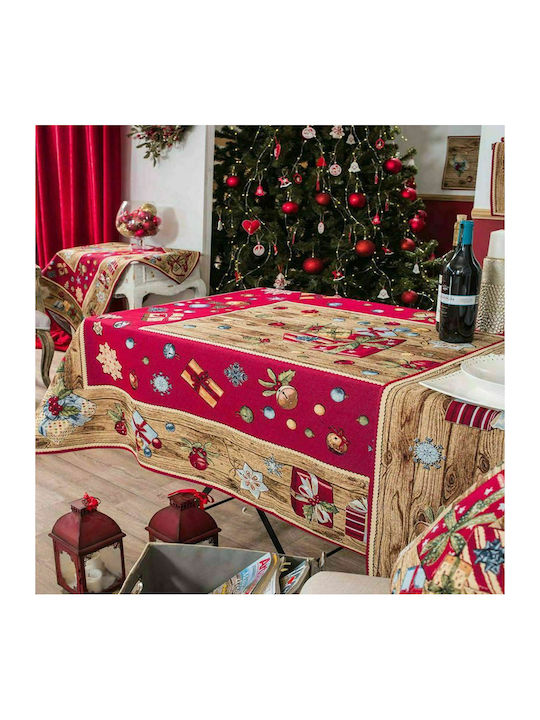 Teoran Gift Christmas Fabric Tablecloth Ornament L140xW140cm