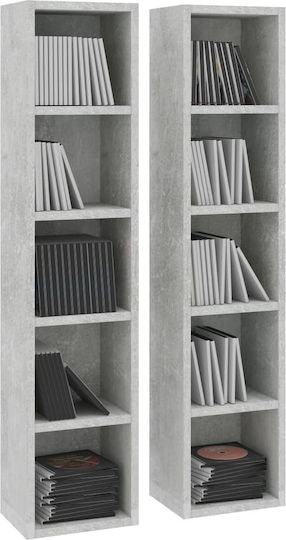 vidaXL Floor Standing Case 80 CD 2τμχ Grey Concrete 21x16x93.5cm