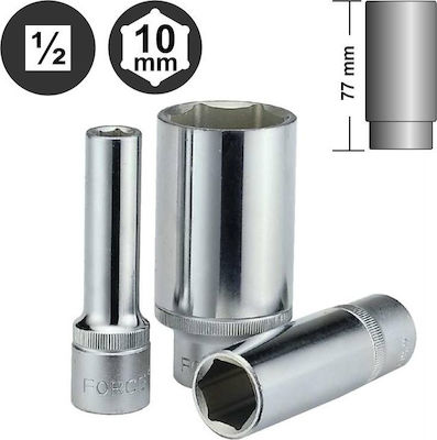 Force Socket Hex Long with Square Drive 1/2" Diameter 10mm