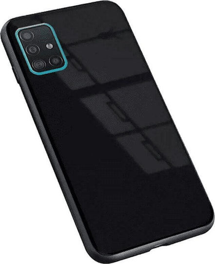 Forcell Glass Back Cover Plastic Set with Tempered Glass Black (Galaxy A51)