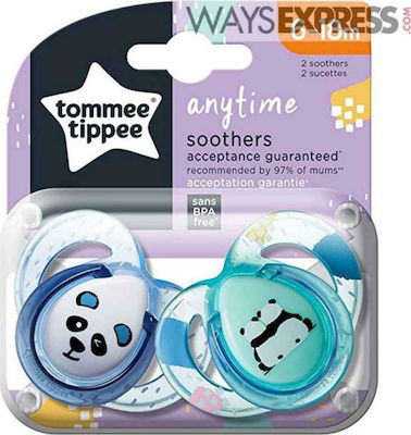 Tommee Tippee Orthodontic Pacifiers Silicone Panda Blue for 6-18 months 2pcs