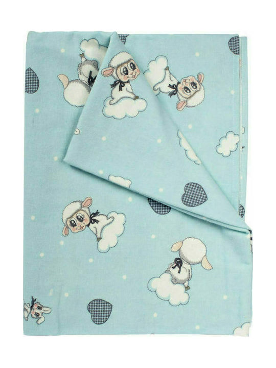 Dimcol Lamb Kids Duvet Cover Single Flannel 06 Sky Blue 160x240cm