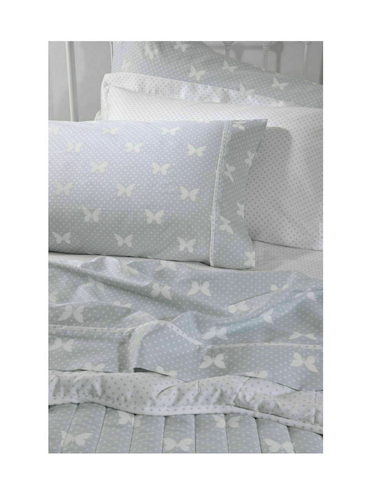 Down Town Home S686 Set Kinderbettbezug Einzel mit Kissenbezug Baumwolle Gray 175x245cm