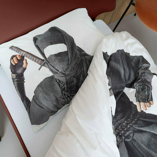 Snurk Ninja Kids Duvet Cover Single Gray 140x200cm