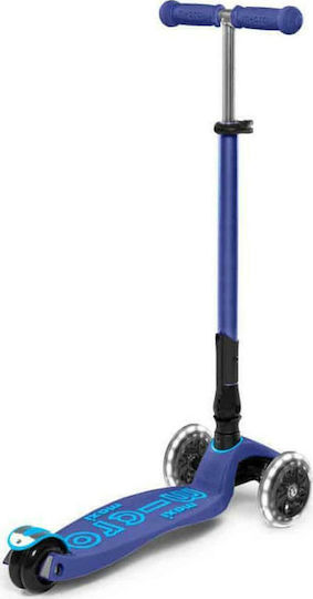 Micro Παιδικό Πατίνι Αναδιπλούμενο Maxi Deluxe Led Δίτροχο για 5+ Ετών Μπλε